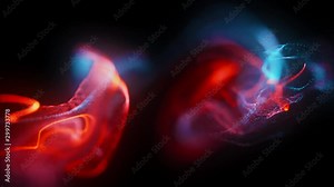 4k Fluid particles. Liquid glowing multicolor neon dust. Fluid animation. Abstract background