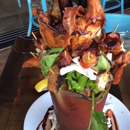 This bloody mary comes with a whole roast chicken... 😱🍹 Bloody Mary Obsessed | FOODbible
