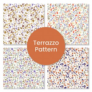 Set of terrazzo pattern design with concrete shapes.