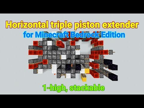 1 block high, stackable, horizontal triple piston extender // MCPE, Minecraft Bedrock Edition