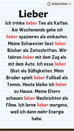 Deutsch lernen mit Lieber | Einfache Vergleiche A1–A2