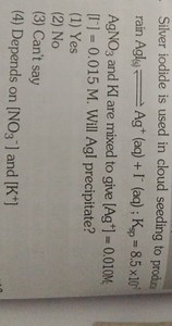 Silver iodide is used in cloud seeding to produce rain \mathrm ... | Filo