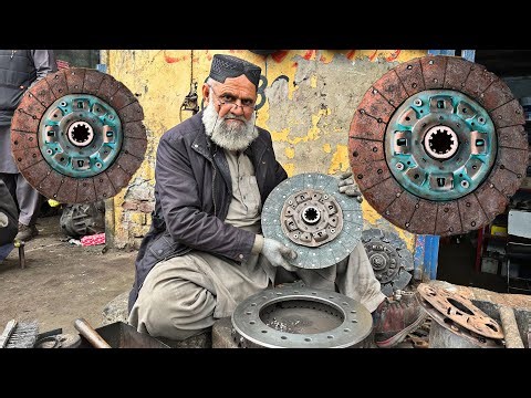 90 Years Old Men Repair Hino Truck Clutch Plate | Old Method Repair Truck Clutch Plate