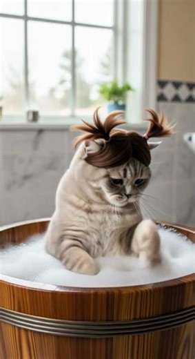 Doubao is taking a bath. Relaxing bath time moments #exlittlebeansfriend #bathfun #cutepets