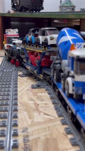 A very long heavy lego train on the switches #bricktrain #train #legotrain #legocity #lego #switch