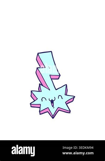 stretching up animation of cartoon lightning bolt Stock Video Footage - Alamy