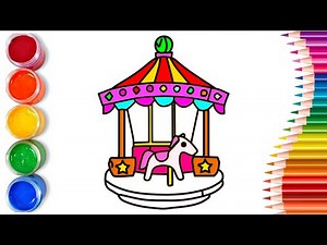 How to draw easy carousel | easy drawing step by step for kids