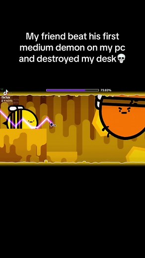 Friend's First Medium Demon Victory Leads to Desk Destruction in Geometry Dash