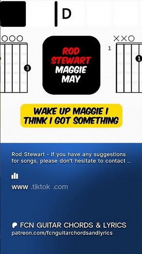 Rod Stewart - Maggie May | Scrolling Guitar Chords & Lyrics #rodstewart #80s #rodstewartsongs