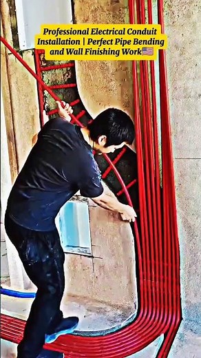Professional Electrical Conduit Installation | Perfect Pipe Bending and Wall Finishing Work🇺🇸
