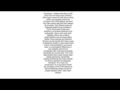 CrUX How much data is sufficient