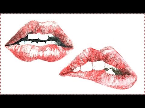How to Draw Lips - Realistic Lip Bite Drawing