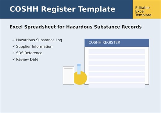 COSHH Register Template | Hazardous Substance Log Spreadsheet (excel) - Etsy