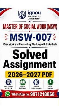 MSW 007 Case Work and Counselling Working with Individuals
