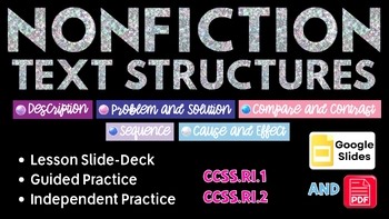 Identifying the 5 Nonfiction Text Structures: Lesson Slide Deck and Quiz