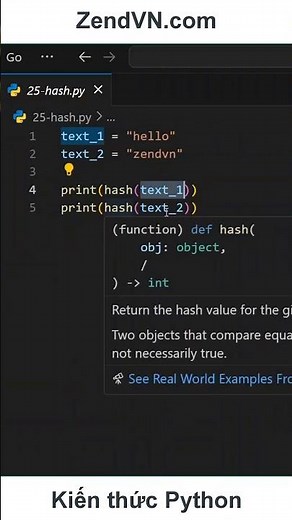 Các hàm thông dụng trong Python - 25 - Hash #python #laptrinhpython #hocpython #phamvuongquy