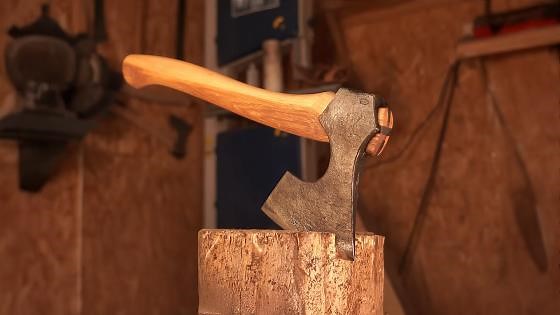 I made a bearded viking axe with just hand tools