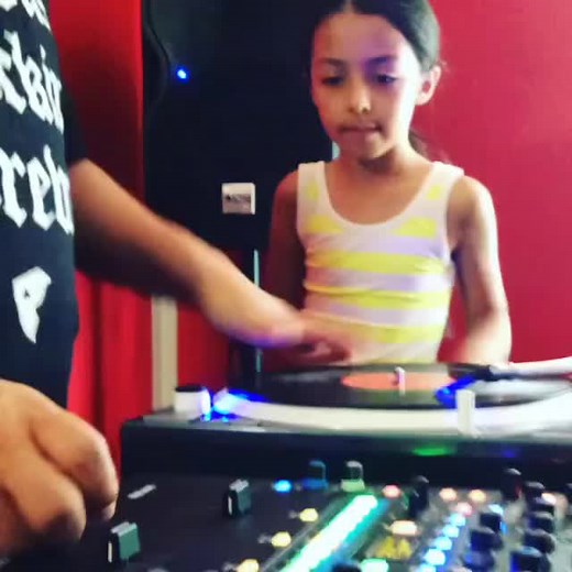 Dad Teaching DJ Liviahow to Scratch on Her Birthday