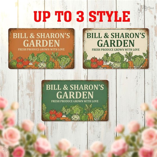 Custom Vegetables Garden Decor, Personalized Metal Garden Sign With Name, 3 Styles, Aluminum Sign - Etsy