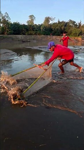Kobir Catching Fish with a Traditional Push Net