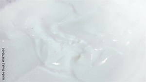 High quality video of strawberries falling into yogurt in real 1080p slow motion 250fps