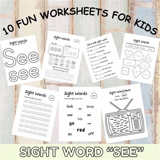 Pre-k Sight Word “SEE” - Etsy
