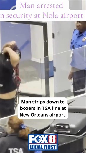 Angel Oswaldo was arrested at the New Orleans airport in the TSA line Thursday morning after stripping down to his boxers ang yelling at agents. | WVUE FOX 8