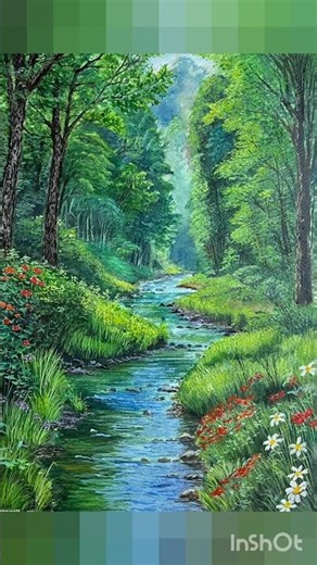 Easy way to paint a spring scene / water colour | spring season #shorts #youtubeshorts