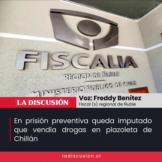 El fiscal Freddy Benítez Carrero informó este miércoles que en prisión preventiva quedó Héctor Saavedra Ponce, quien fue formalizado por tráfico de drogas en pequeñas cantidades, tras ser detenido ayer martes, en Chillán. El fiscal (s) explicó que gracias a la alerta de vecinos, quienes se comunicaron con Carabineros, se logró la detención del imputado, quien estaba abordo de un vehículo estacionado en una plazoleta de calles Las Espigas con Las Violetas, en la villa Jardines de Ñuble, en Chillá