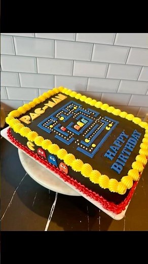 Let’s make a Funfetti PAC-MAN cake! #cake #cakevideo #cakedecorating #pacman #videogames #arcadegame