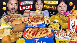 382K views · 5.3K reactions | LOCAL VS BRANDED FOOD CHALLENGE - KFC CHICKEN VS DOMINOS PIZZA VS WOW MOMO, BIRIYANI, FUCHKA EATING | Indian Eating Show | Facebook