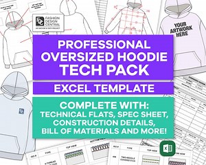 Unisex OVERSIZED HOODIE Tech Pack for Fashion Designers | Complete Pro EXCEL Template With Spec Sheet, Bom, Colorways, Video Guide & More! - Etsy UK