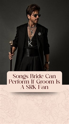 The Wedfluencers | Wedding Ideas & Tips on Instagram: "If your groom is a true Shah Rukh Khan fan, your bridal performance deserves a touch of romance, drama, and iconic Bollywood magic. ✨❤️ From timeless love anthems to playful, cinematic numbers, these SRK songs bring the perfect blend of emotion and grandeur to your entry or performance. Each track captures the essence of his signature charm, making your dance unforgettable, personal, and full of filmi feels. Save this for wedding choreograph