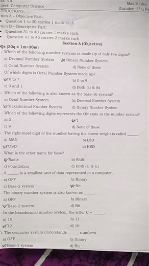 7th Class Computer Science Half Yearly Exam Papers 2025 #questionpaper #halfyearlyexam #cbsc #imp