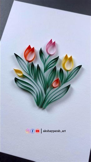 DIY Paper Quilling Tulips Flower 🌷 | How to Make #Quilling #Flower #shorts