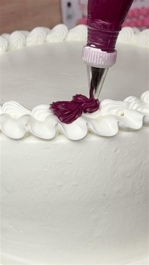 Easy Rose Cake Decorating 🌹 White & Burgundy Buttercream Tutorial #shorts