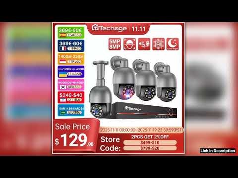 Techage 8CH 4K 5MP 8MP PTZ Security POE IP Camera System Outdoor AI Human Detection Two Way Audio