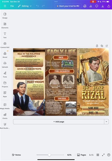 RIZAL BROCHURE • OPEN FOR COMMISSION #rizalbrochure #brochure #joserizal #canva #studytok
