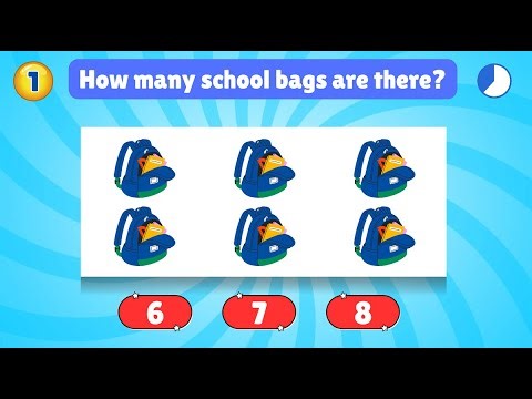 Math Quiz for Children - Count Number 1 to 10 School Items Edition
