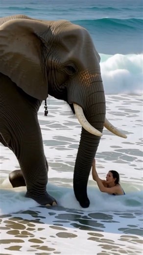 Elephant Rescues Swimmer from Strong Ocean Currents! 🐘🌊🚑