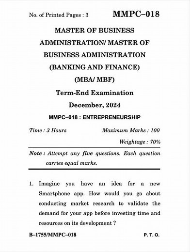 MMPC-018 Dec 2024 | IGNOU Previous Year Question Paper