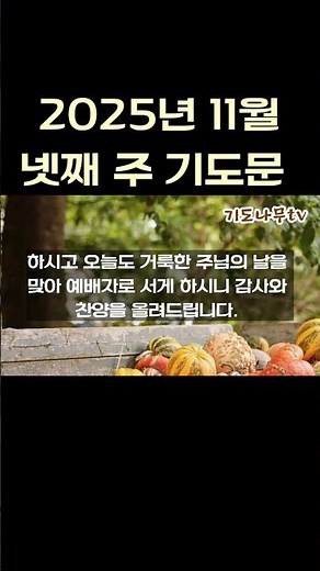 "11월 넷째 주일 대표기도문/대표기도문 예시"