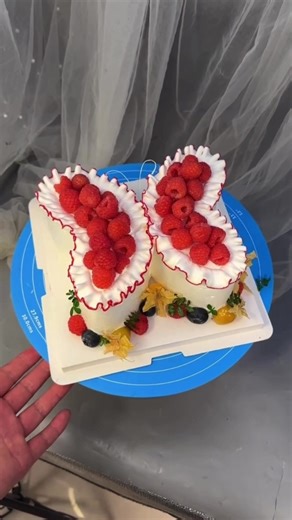 Raspberry Butterfly Cake 🎂 🦋#tutorial #butterfly #cakedecorating #tutorial