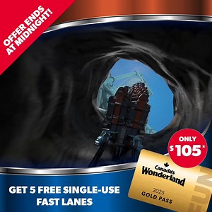 ❗ Last chance! Get your 2025 Season Pass for the lowest price and get five FREE Single Use Fast Lane Rides if you buy before midnight tonight! For only $105, face nature’s wrath on AlpenFury, Canada’s longest, tallest and fastest launch roller coaster in 2025 PLUS unlimited Halloween Haunt and WinterFest this year and next! 🎃 ☃️ Buy yours today and get five free Single Use Fast Lane Rides!* https://bit.ly/4dgRyWA *Plus taxes and processing fees up to $9.99. Fast Lane valid through Oct. 27, excl