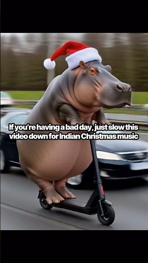 If You’re Having A Bad Day, Just Slow This Video Down For Indian Christmas Music! 🦛 #hippo #shorts