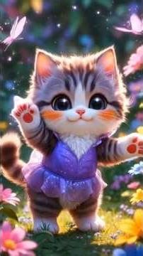 A super cute fluffy kitten with big sparkling eyes😺🥰 #cat #aicat #dance #dancevideo #song #lyrics