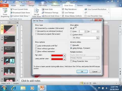 PowerPoint 2010 Tutorial Setting Up the Slide Show Microsoft Training Lesson 15.1