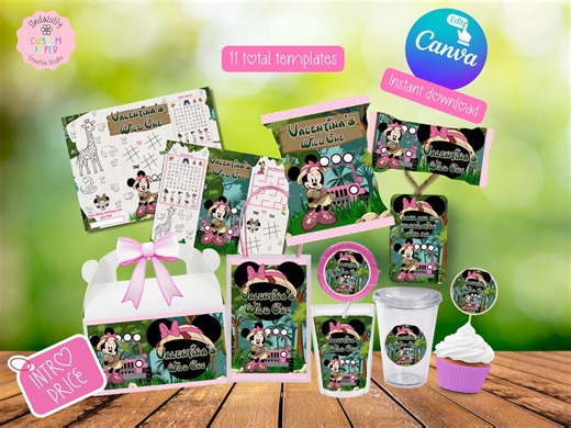 Pink Safari Birthday Party Bundle, Girl Jungle Baby Shower Decorations (digital Download) Intro Price - Etsy