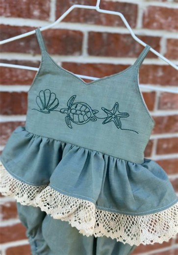 Watch me turn this men’s button up shirt into the most perfect beach romper! Using the sweetest embroidery file from @Stitchin’ Sweet Designs 💗✨ definitely a shop that deserves some extra love. Her files are perfect 🙌 #upcycledfashion #upcycled #beachembroidery #beachromper #beachoutfit