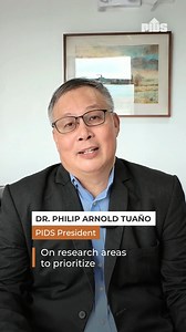 3K views · 45 reactions |  What research themes will PIDS focus on moving forward? New PIDS President Dr. Philip Arnold "Randy” Tuaño talks about the policy issues and research areas he hopes to prioritize during his term, reflecting both continuity and responsiveness to today’s most pressing development concerns. #PolicyResearch #ResearchForDevelopment #GTKSirRandy | Philippine Institute For Development Studies | Facebook